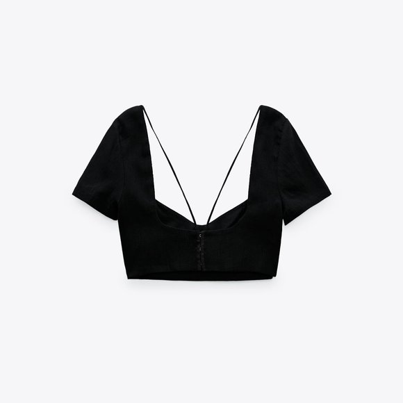 ZARA Linen Blend Crop Top - Picture 4 of 16